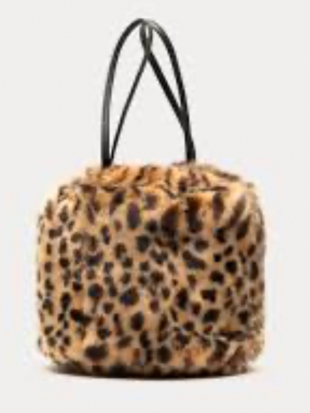 NWT, FRANCES VALENTINE, POUF BAG, CHEETAH PRINT, FAUX FUR IN BROWN/MULTI